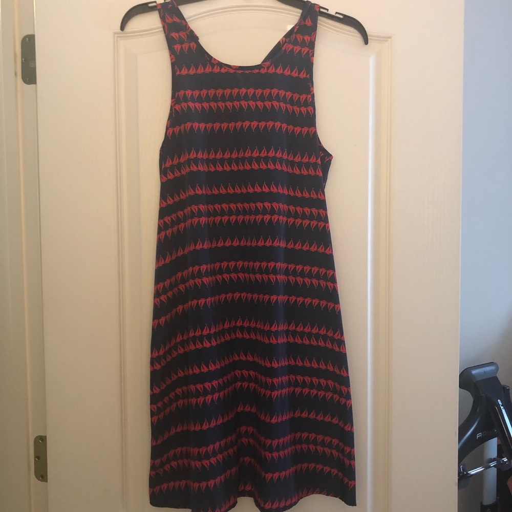 Navy blue and red dress